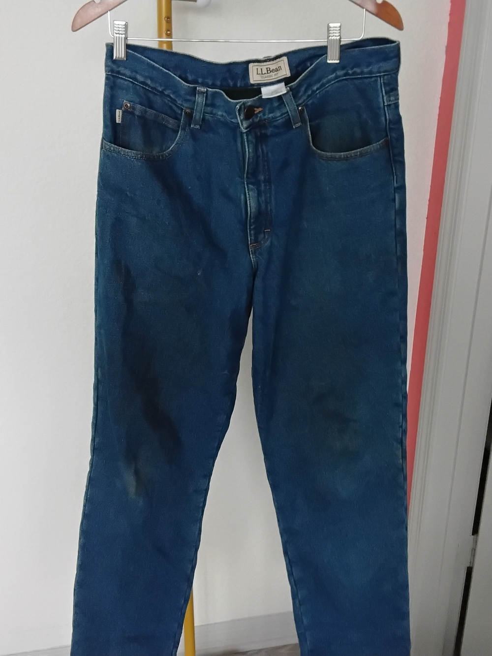 L.L. Bean Men's Relaxed Fit Jeans in Dark Blue Denim